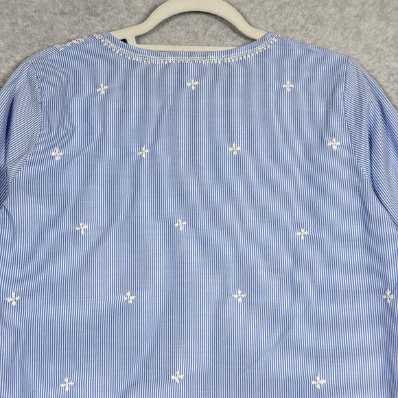 Gretchen Scott Top‎ Womens Medium Embroidered Tunic Popover Blue Stripe Coastal - Picture 7 of 14